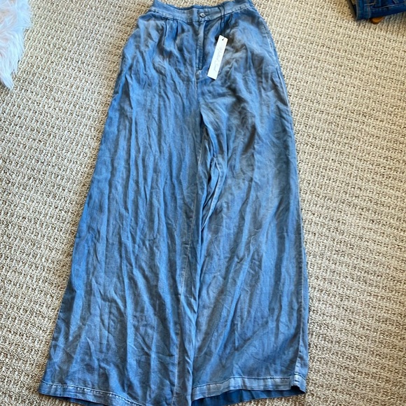 Mustard Seed Elastic Wide Leg Pants In Denim In Blue - Picture 2 of 6